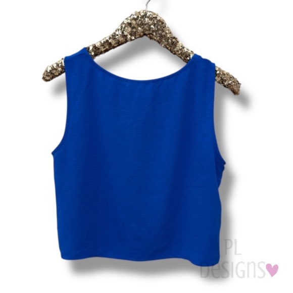 Royalamp Cropped Blue Sleeveless Top Tank Top Royal Blue NWT - Picture 3 of 3
